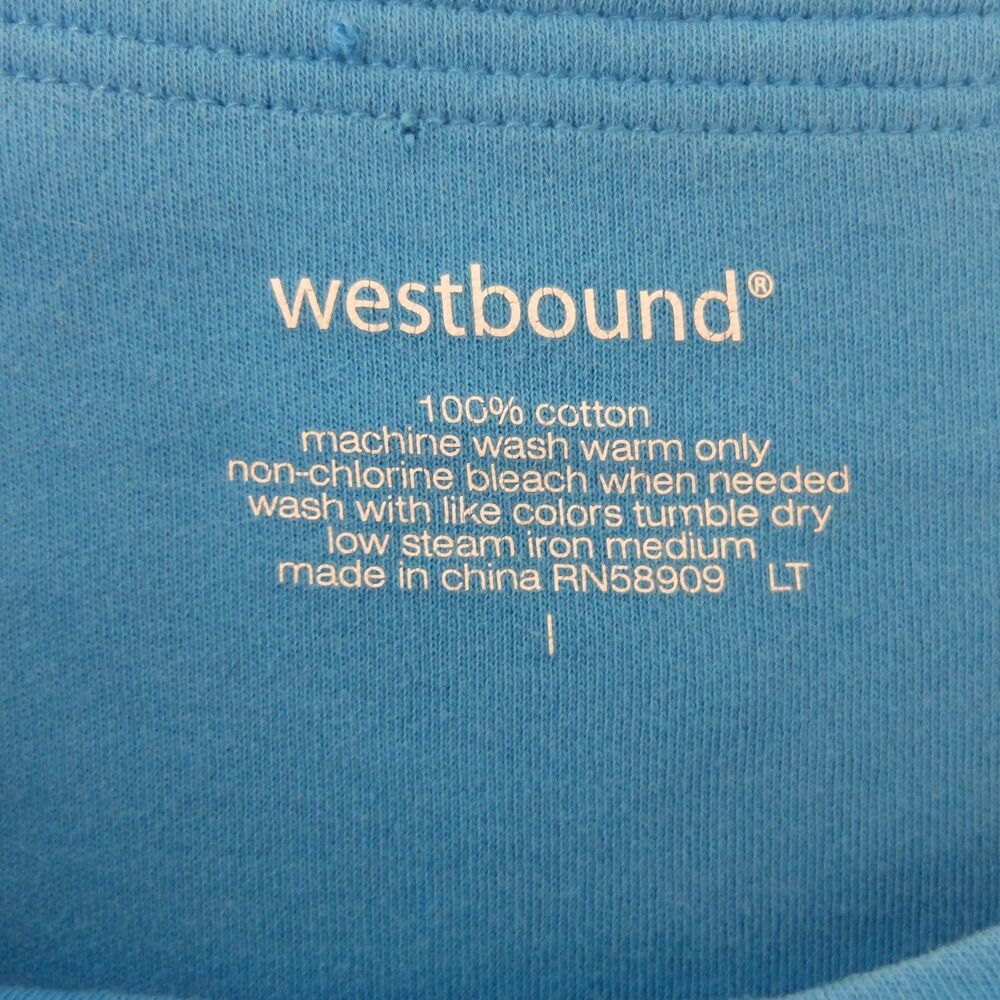 Westbound Blue Button Shoulders Top Size Medium - Picture 5 of 6